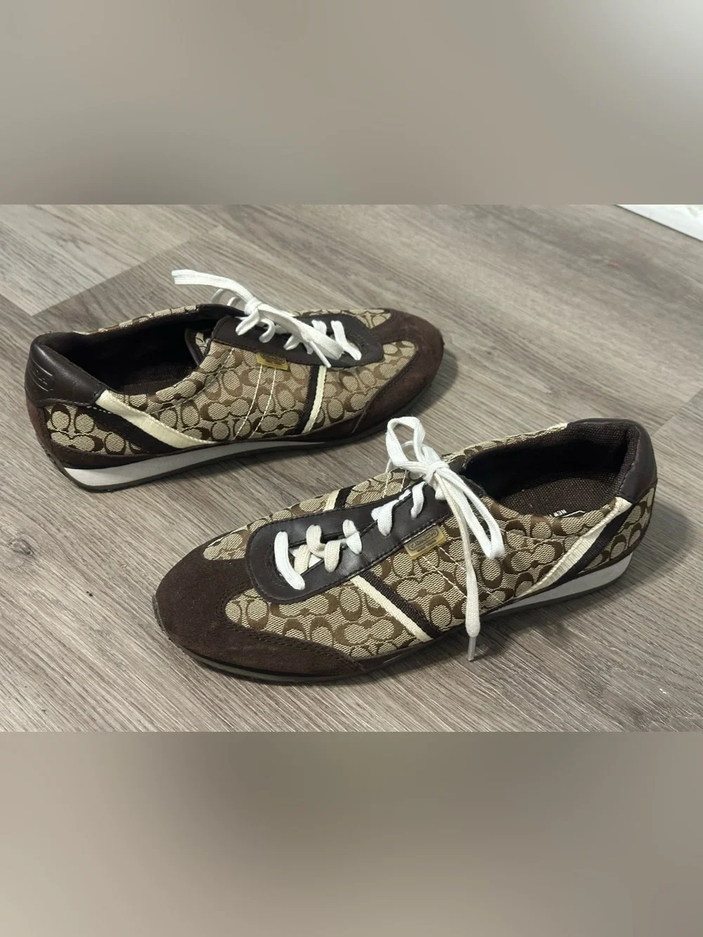Coach Brown & Cream Signature Logo Sneakers